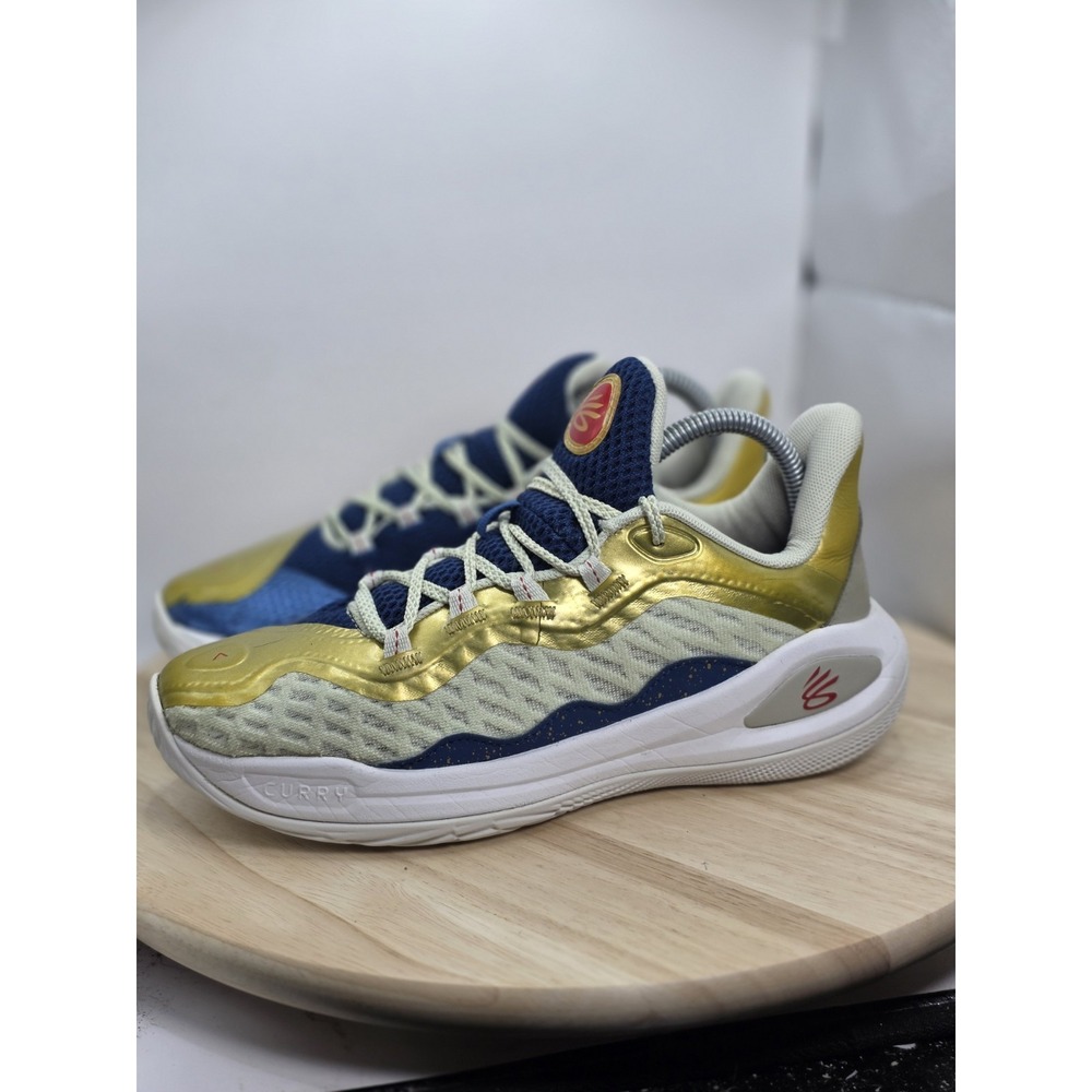 Kids 7y - Under Armour Curry 11 Blue Gold 3027829-300 Youth Basketball Shoes